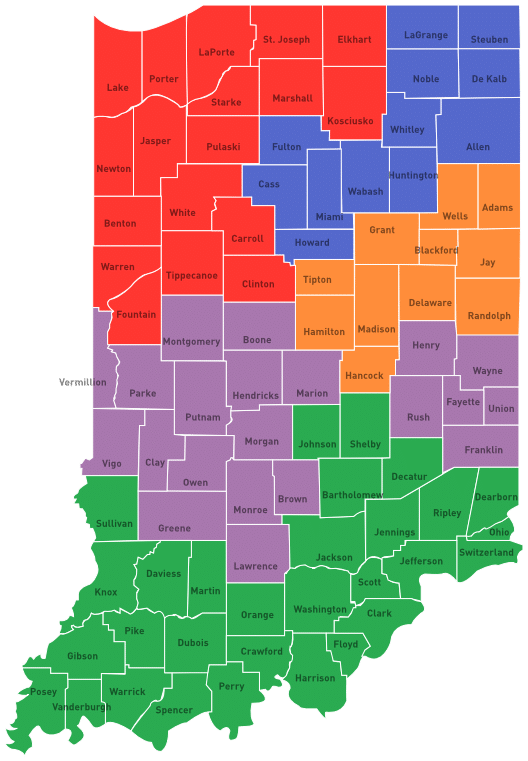 Indiana Youth Advisory Board District Map